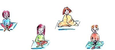 Drawing of children meditating with pillows and blankets