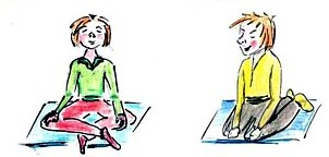 Drawing of two meditating children